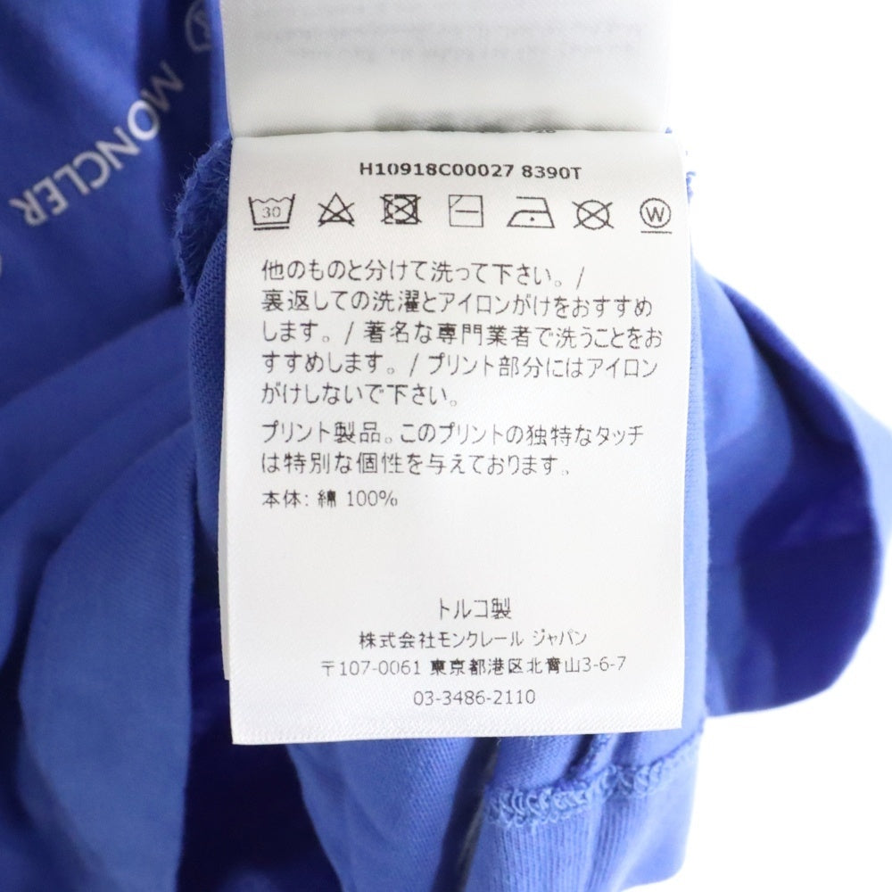 MONCLER(モンクレール) SS T-SHIRT H20918C00005 ロゴアウトライン クルーネック半袖Tシャツカットソー ブルー