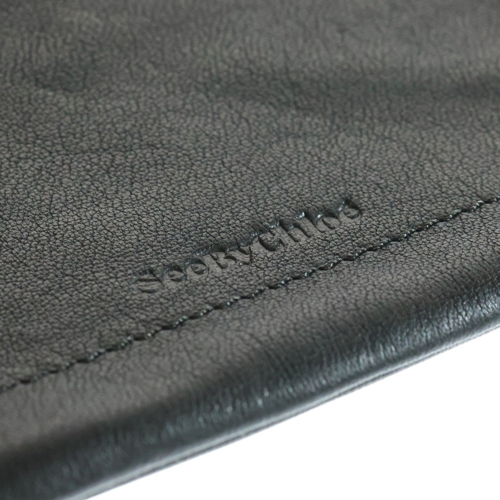 SEE BY CHLOE(シーバイクロエ) ロゴ レザー フラットポーチ 小物入れ ブラック/ゴールド