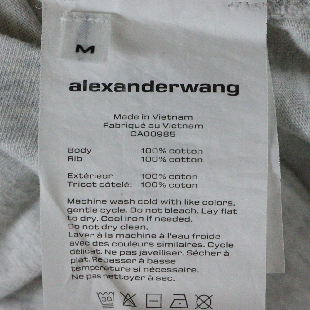 ALEXANDER WANG(アレキサンダーワン) フロントワンポイントロゴプリント クルーネック長袖Tシャツカットソー ロンT グレー UCC3211013