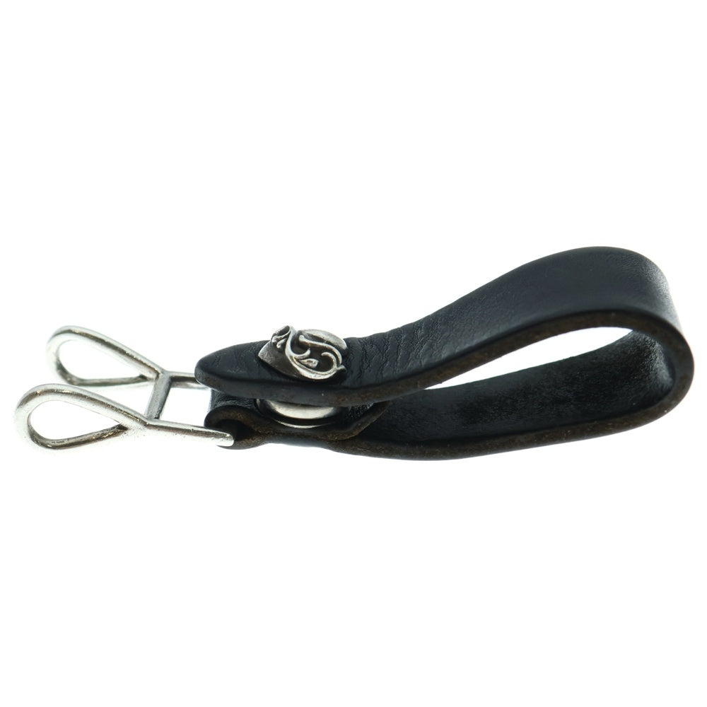 CHROME HEARTS(クロムハーツ) BELT LOOP ハートボタンレザーベルトループ シルバー/ブラック BCA397