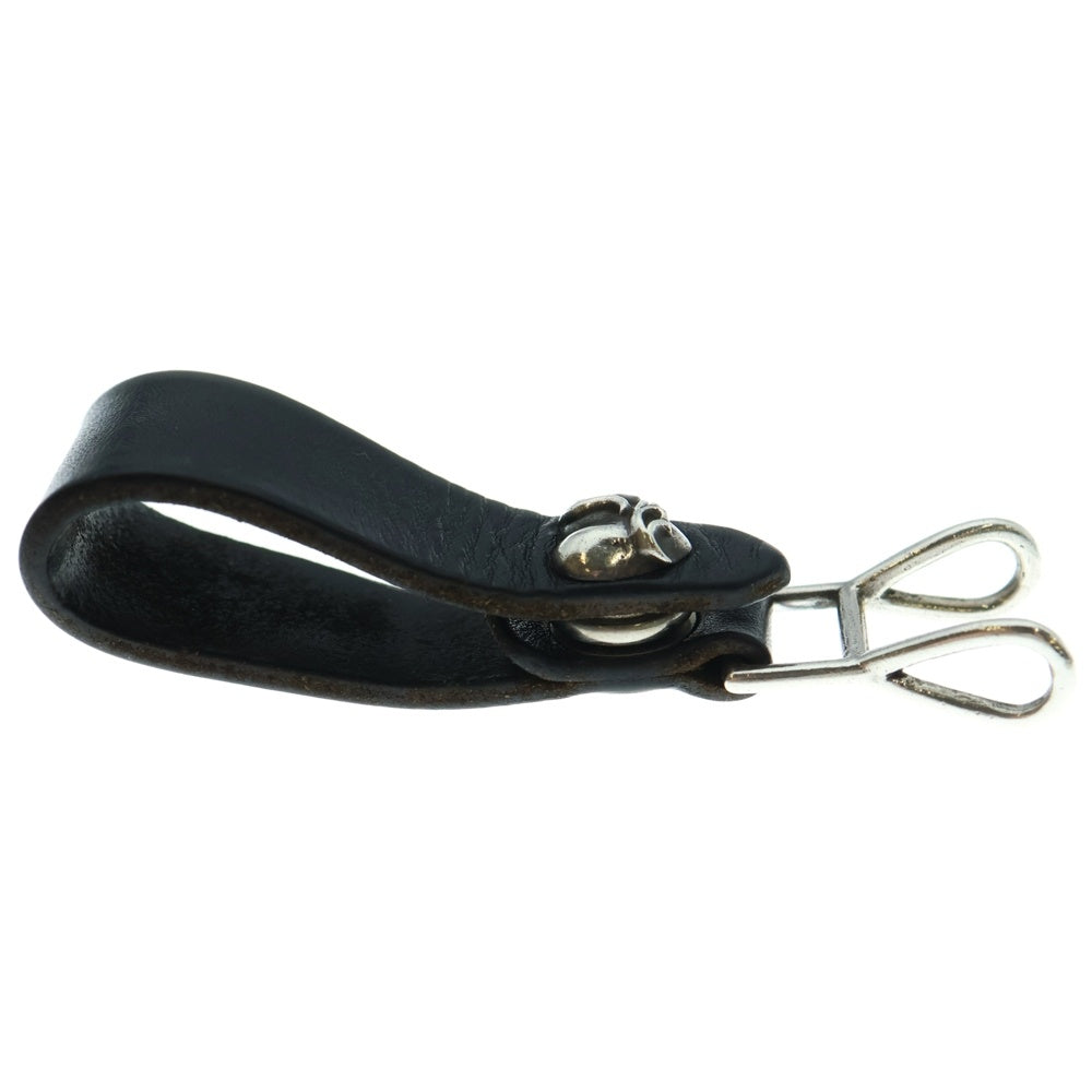 CHROME HEARTS(クロムハーツ) BELT LOOP ハートボタンレザーベルトループ シルバー/ブラック BCA397
