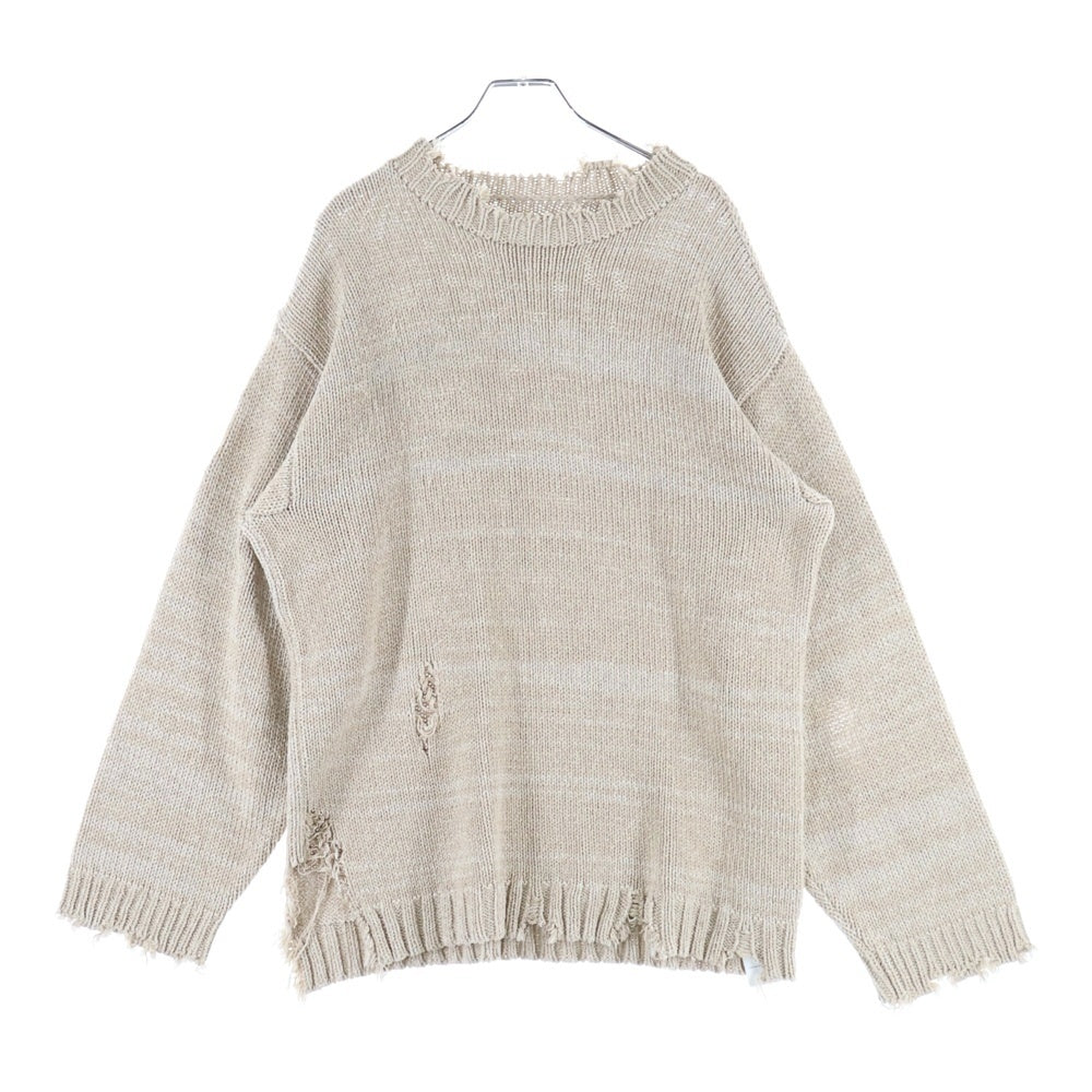 Maison Margiela 10(メゾン マルジェラ) 23SS ダメージ加工 クルーネックニットセーター S50GP0275 S17992 ベージュ