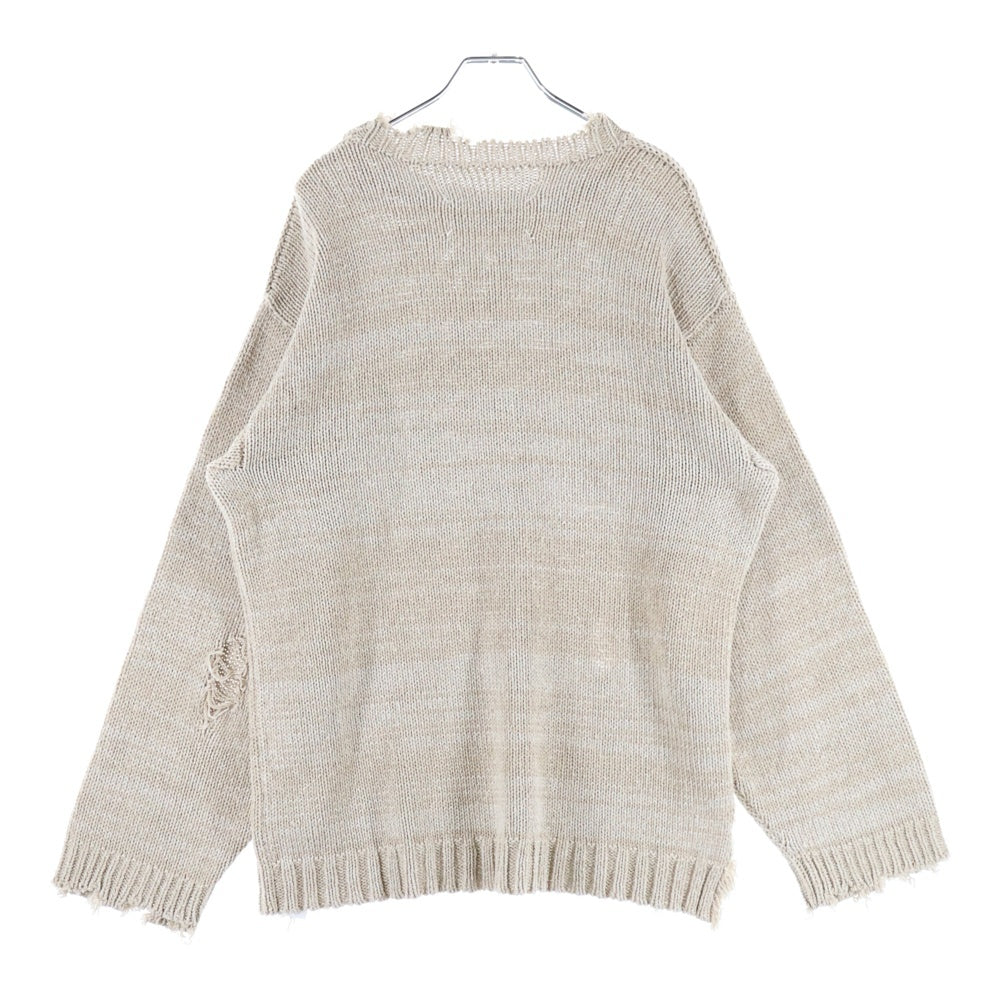 Maison Margiela 10(メゾン マルジェラ) 23SS ダメージ加工 クルーネックニットセーター S50GP0275 S17992 ベージュ
