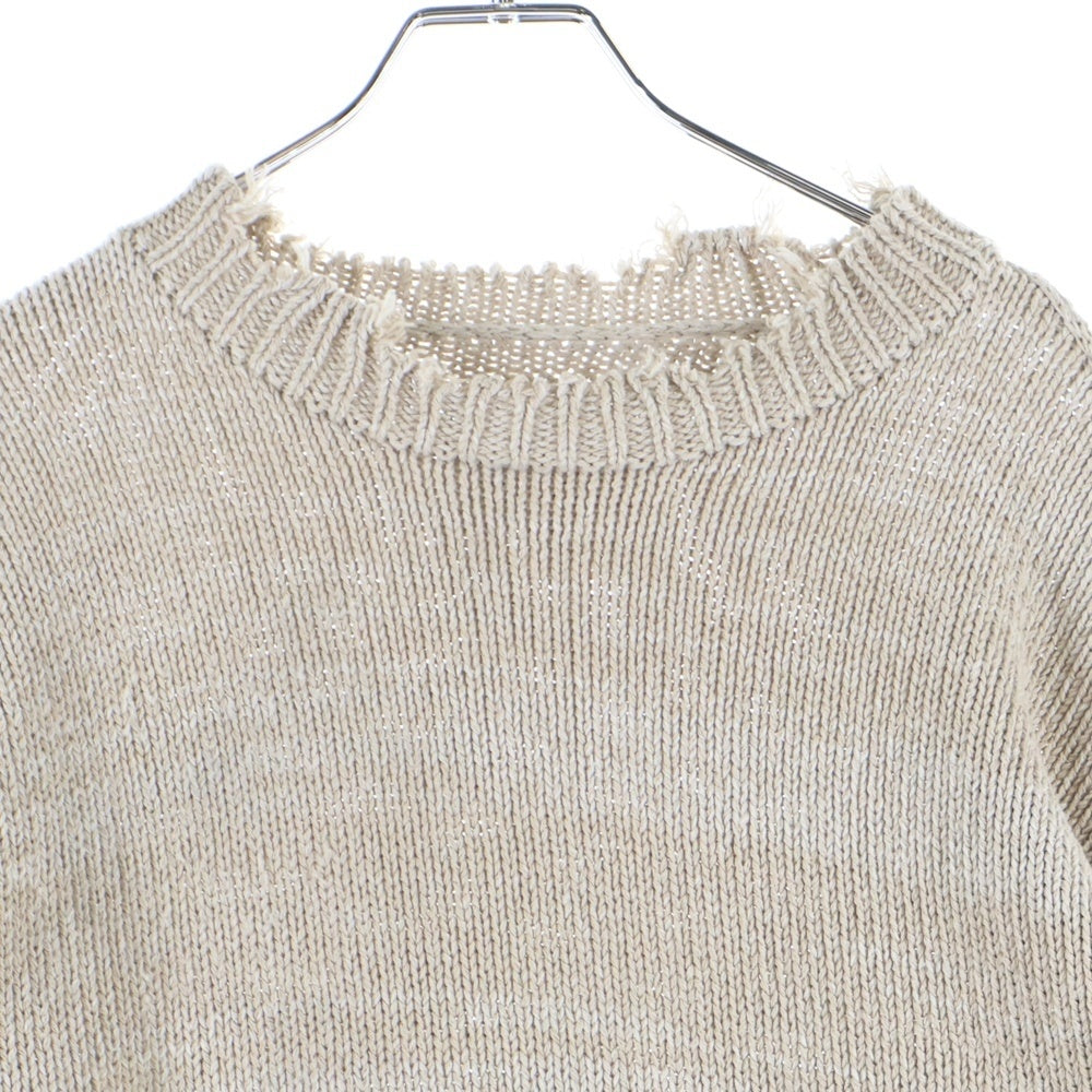 Maison Margiela 10(メゾン マルジェラ) 23SS ダメージ加工 クルーネックニットセーター S50GP0275 S17992 ベージュ