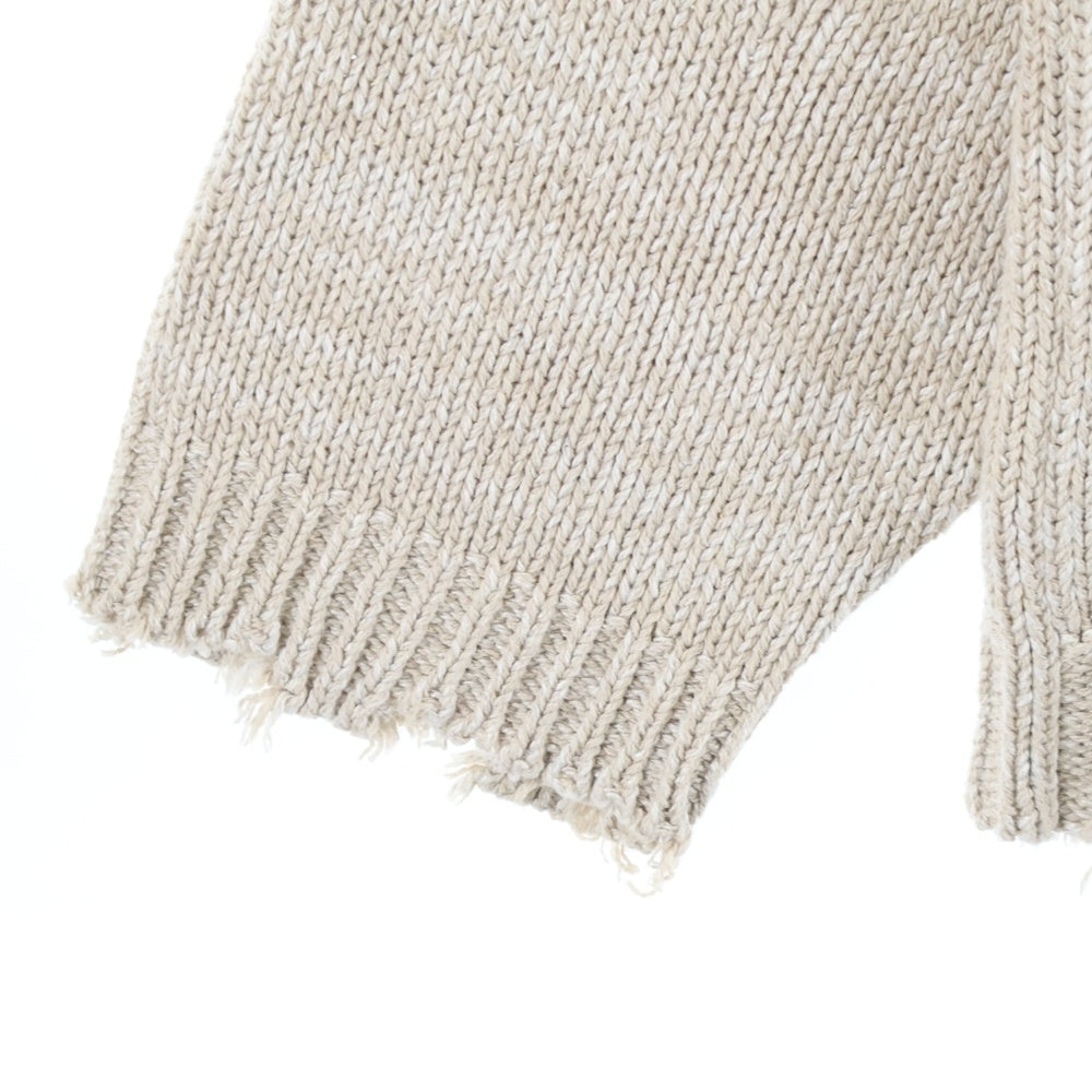Maison Margiela 10(メゾン マルジェラ) 23SS ダメージ加工 クルーネックニットセーター S50GP0275 S17992 ベージュ