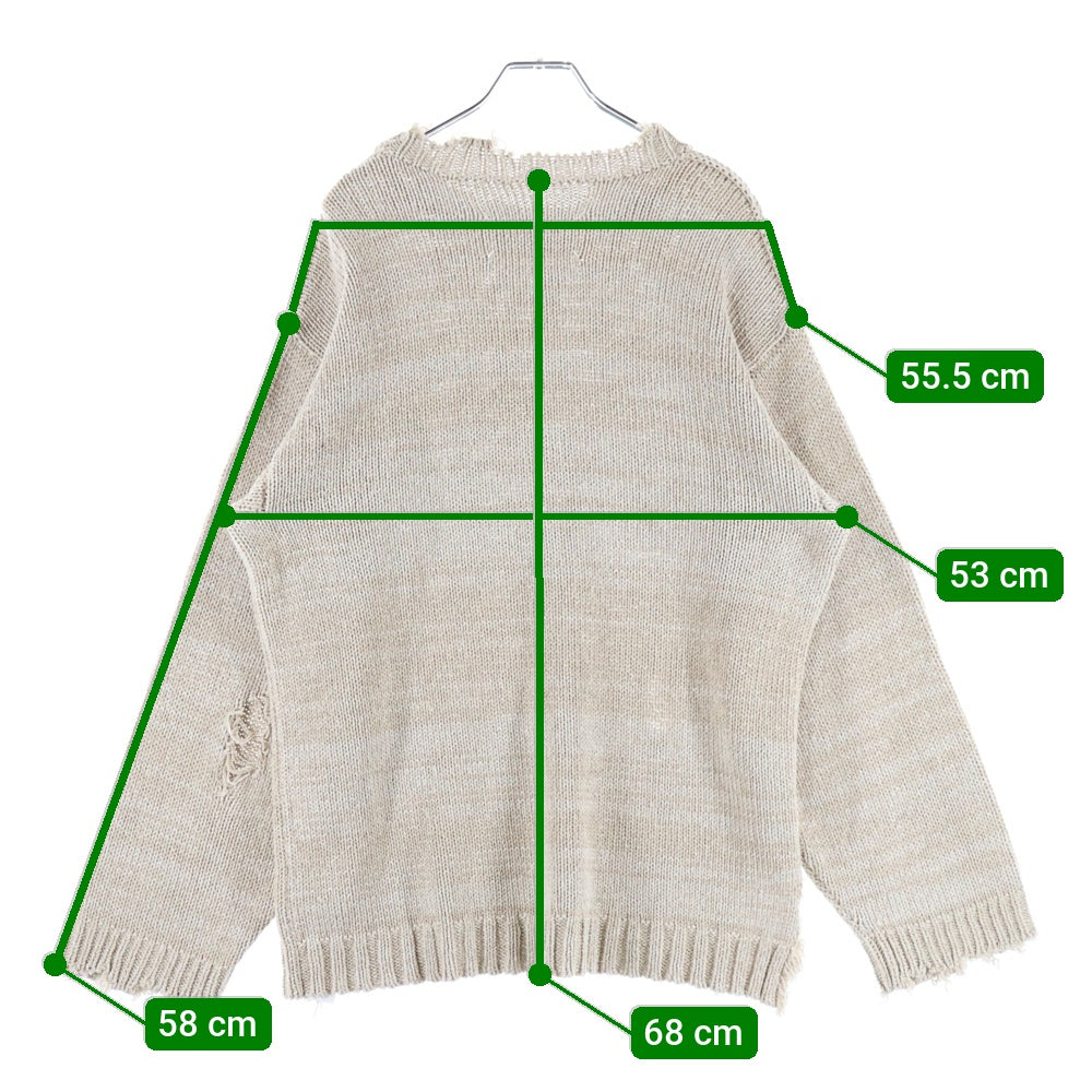 Maison Margiela 10(メゾン マルジェラ) 23SS ダメージ加工 クルーネックニットセーター S50GP0275 S17992 ベージュ