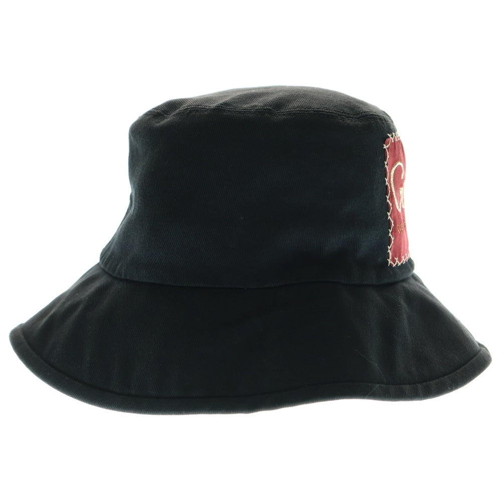 GUCCI(グッチ) ラベル付き コットンフェドラバケットハット 帽子 627174 4HK02 ブラック