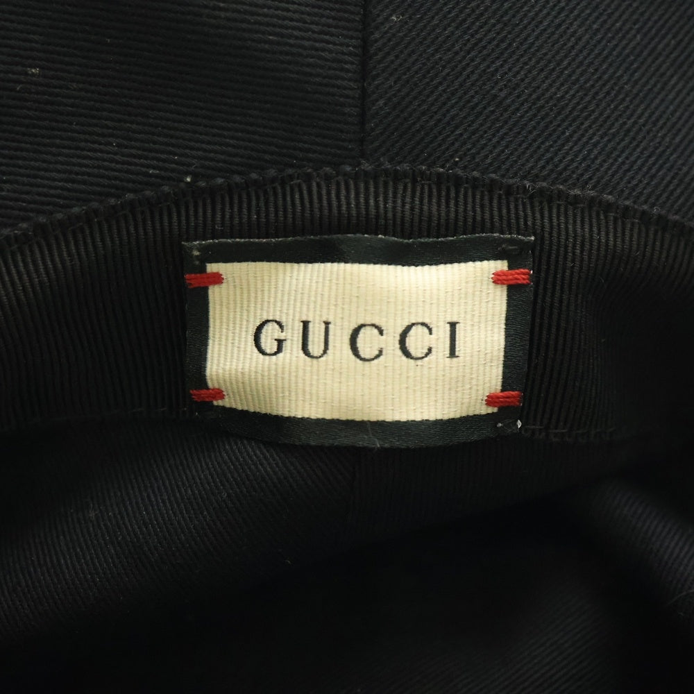 GUCCI(グッチ) ラベル付き コットンフェドラバケットハット 帽子 627174 4HK02 ブラック