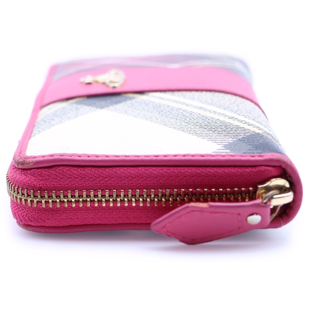 Vivienne Westwood(ヴィヴィアンウエストウッド) LONG WALLET 長財布 チェック ラウンドジップ レザーロングウォレット ピンク
