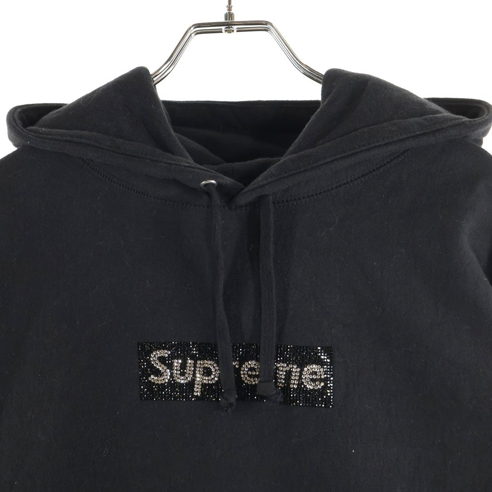 SUPREME(シュプリーム) 19SS ×Swarovski Box Logo Hooded Sweatshirt スワロフスキー ボックスロゴ フーディー スウェットプルオーバーパーカー ブラック