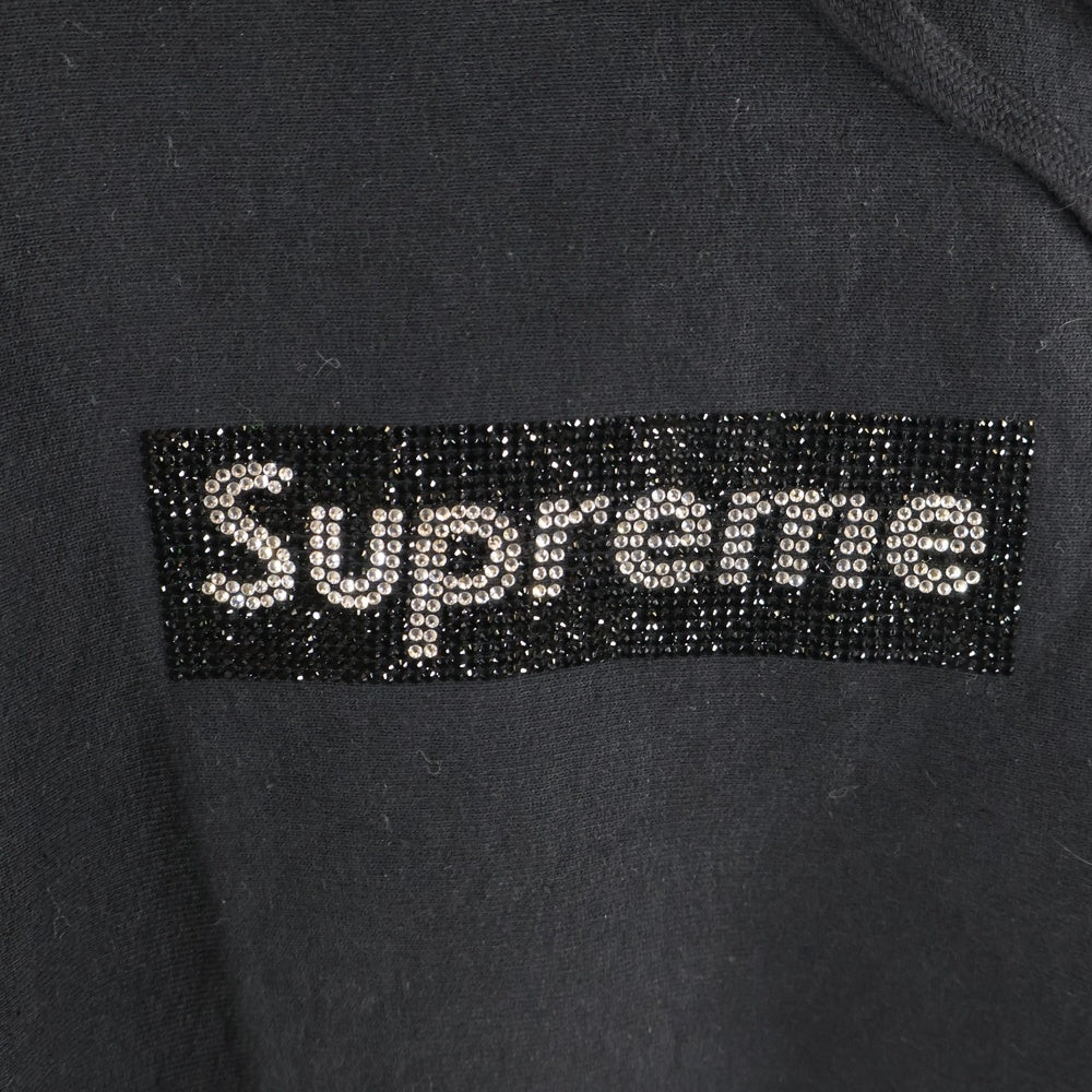 SUPREME(シュプリーム) 19SS ×Swarovski Box Logo Hooded Sweatshirt スワロフスキー ボックスロゴ フーディー スウェットプルオーバーパーカー ブラック