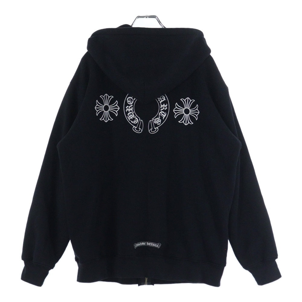 CHROME HEARTS(クロムハーツ) HORSESHOE CH PLUS Zip Up Hoodie FUCK YOU ホースシュー CHプラス ファックユー ジップアップパーカー フーディ 裏地サーマル ブラック