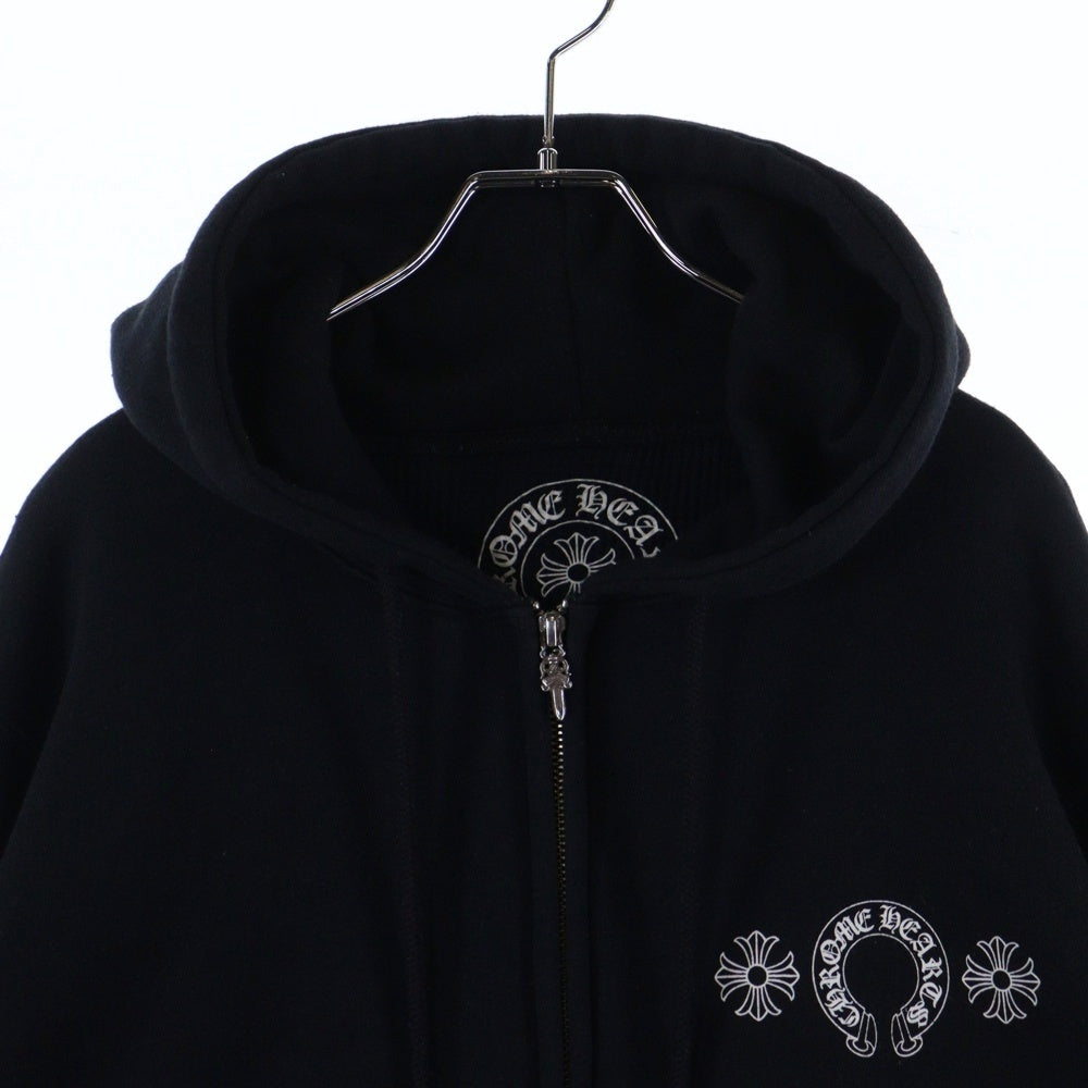 CHROME HEARTS(クロムハーツ) HORSESHOE CH PLUS Zip Up Hoodie FUCK YOU ホースシュー CHプラス ファックユー ジップアップパーカー フーディ 裏地サーマル ブラック