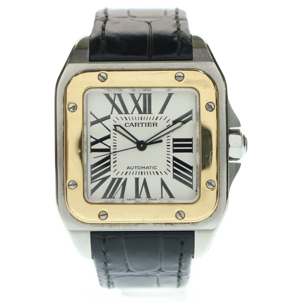 Cartier(カルティエ) SANTOS 100 WATCH W20072X7 K18YGコンビ サントス100 LM ベゼル自動巻き腕時計 シルバー/ゴールド