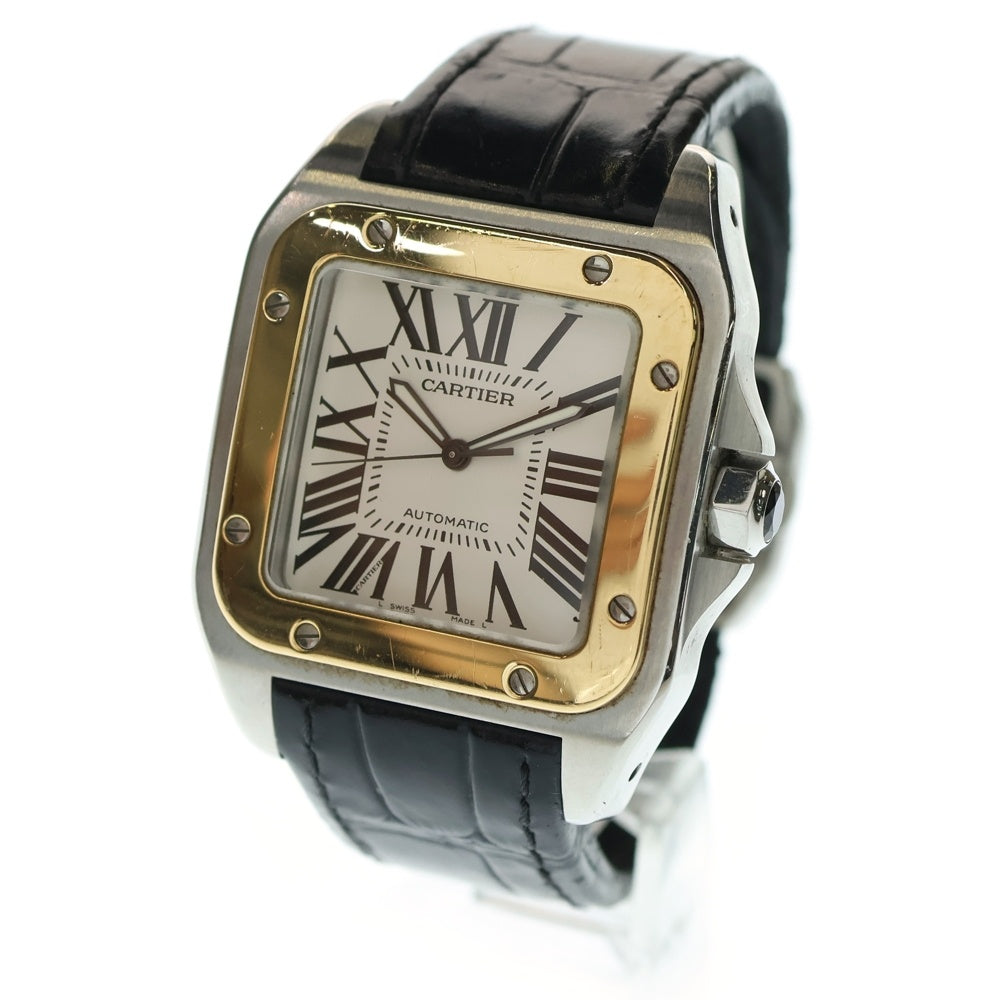 Cartier(カルティエ) SANTOS 100 WATCH W20072X7 K18YGコンビ サントス100 LM ベゼル自動巻き腕時計 シルバー/ゴールド