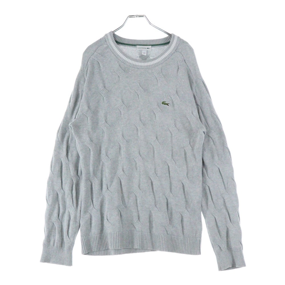 LACOSTE(ラコステ) クルーネック長袖ニットセーター グレー AH148LJ