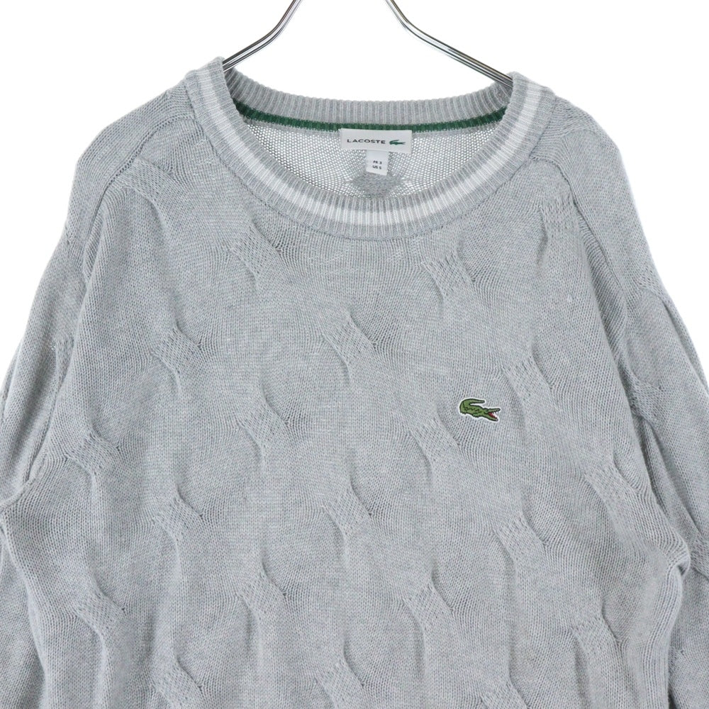 LACOSTE(ラコステ) クルーネック長袖ニットセーター グレー AH148LJ