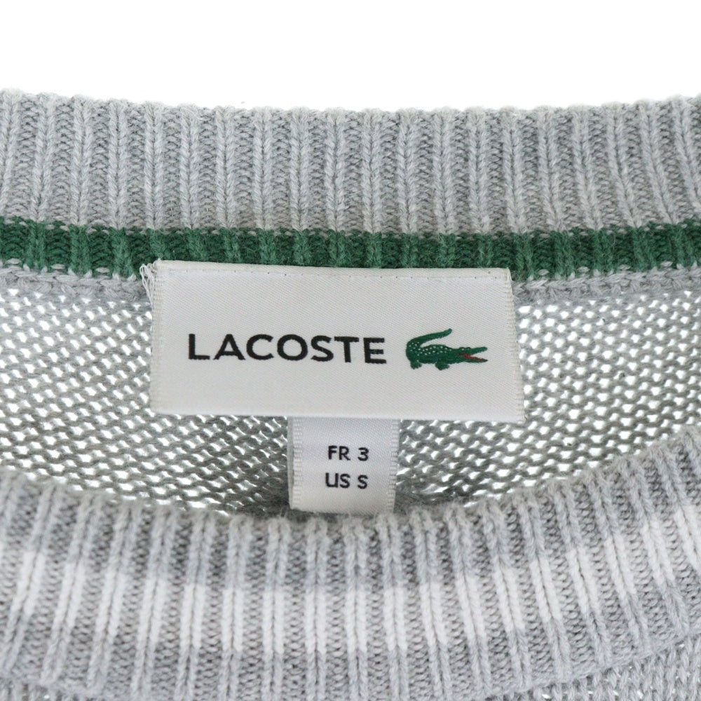 LACOSTE(ラコステ) クルーネック長袖ニットセーター グレー AH148LJ