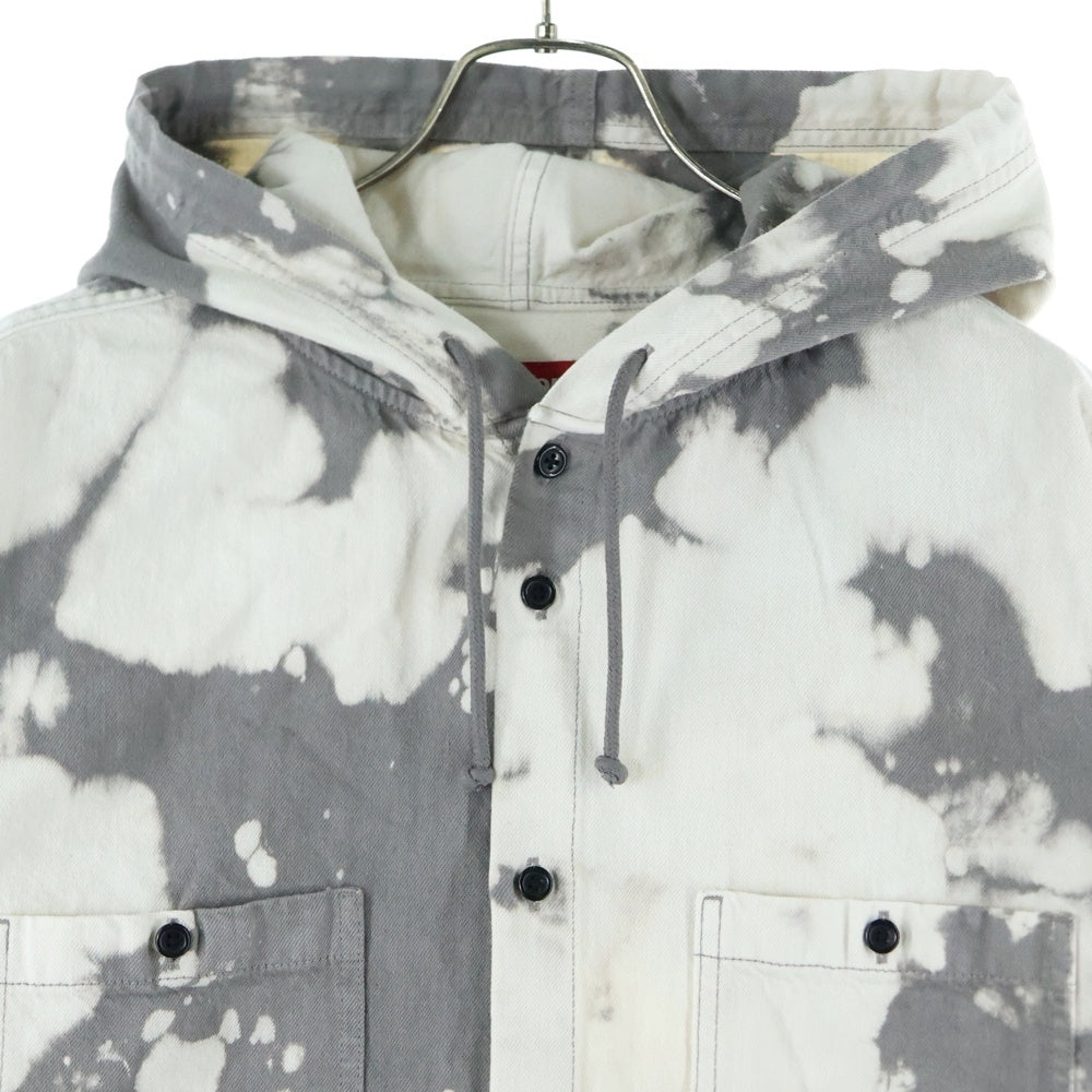 SUPREME(シュプリーム) 25SS Hooded Denim Shirt Bleached フーデットデニム長袖シャツ ホワイト/グレー