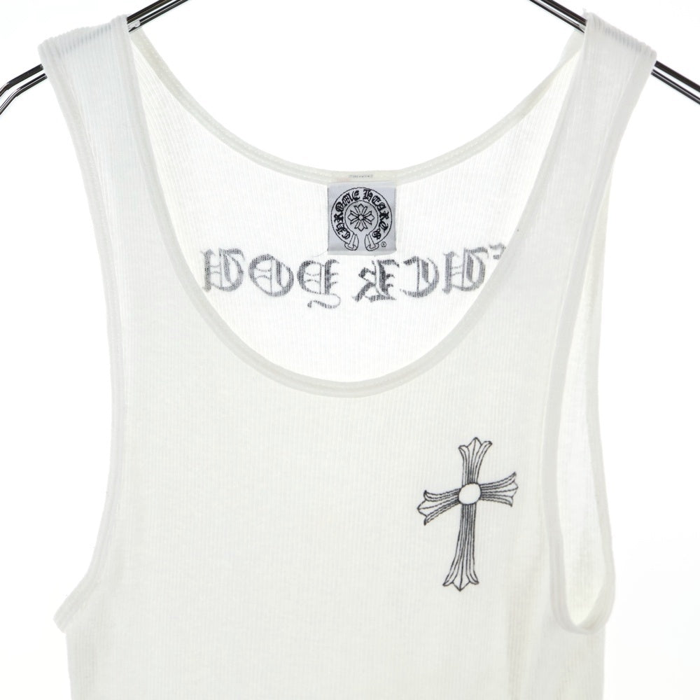 CHROME HEARTS(クロムハーツ) OLD オールド ロサンゼルス限定 バックホースシュープリント リブタンクトップ ノースリーブカットソー ホワイト