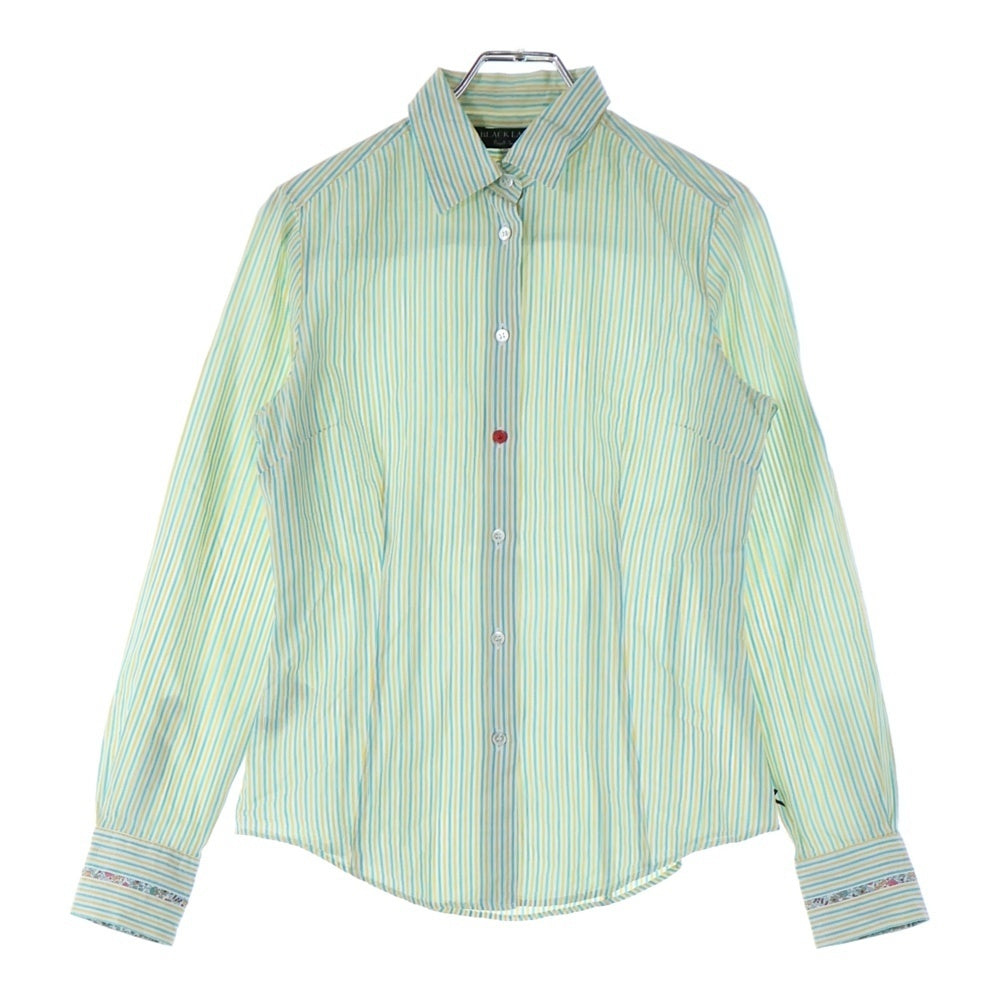 Paul Smith(ポールスミス) BKACK LABEL Striped Shirt 371343 ブラックレーベル ストライプ 袖花柄 長袖シャツ レディース グリーン