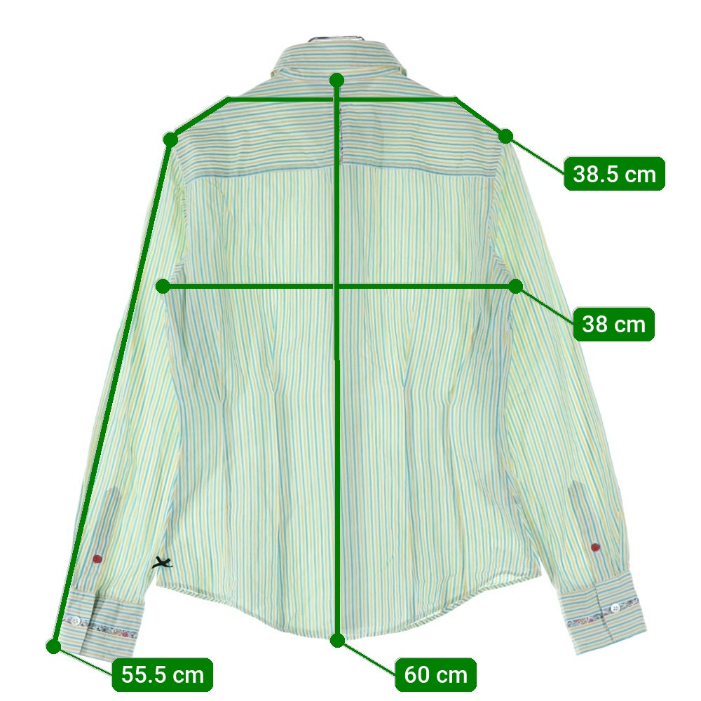 Paul Smith(ポールスミス) BKACK LABEL Striped Shirt 371343 ブラックレーベル ストライプ 袖花柄 長袖シャツ レディース グリーン