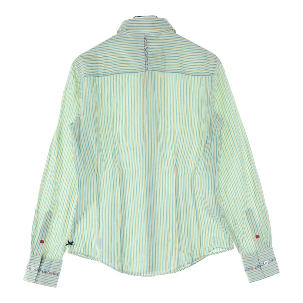 Paul Smith(ポールスミス) BKACK LABEL Striped Shirt 371343 ブラックレーベル ストライプ 袖花柄 長袖シャツ レディース グリーン