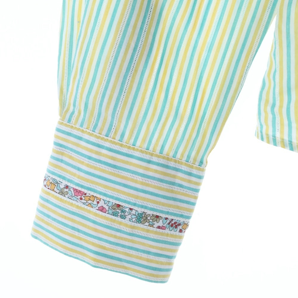 Paul Smith(ポールスミス) BKACK LABEL Striped Shirt 371343 ブラックレーベル ストライプ 袖花柄 長袖シャツ レディース グリーン