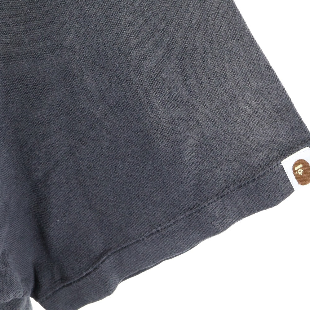 SAINT MICHAEL(セントマイケル) 25AW ×A BATHING APE BAPE SS TEE SAINT BAPE SM-HR1-0000-C37 ×アベイシングエイプ プリント半袖Tシャツ ブラック