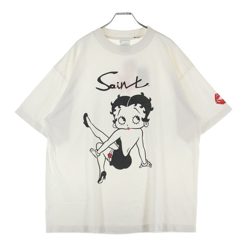 SAINT MICHAEL(セントマイケル) 25AW ×Betty Boop BTY SS TEE BETTY SM-HR1-0000-C40 アニメプリント半袖Tシャツ ホワイト