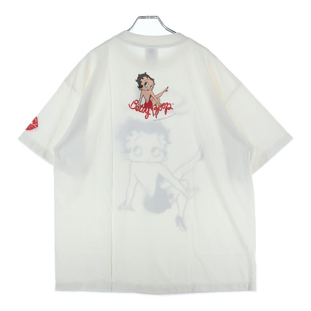 SAINT MICHAEL(セントマイケル) 25AW ×Betty Boop BTY SS TEE BETTY SM-HR1-0000-C40 アニメプリント半袖Tシャツ ホワイト
