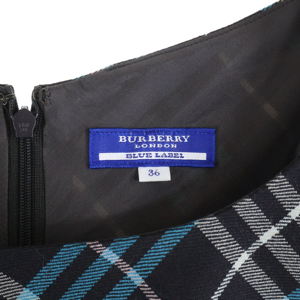 BURBERRY BLUE LABEL(バーバリーブルーレーベル) ウールチェックワンピース FMF48-582-32 ブラック/ブルー レディース