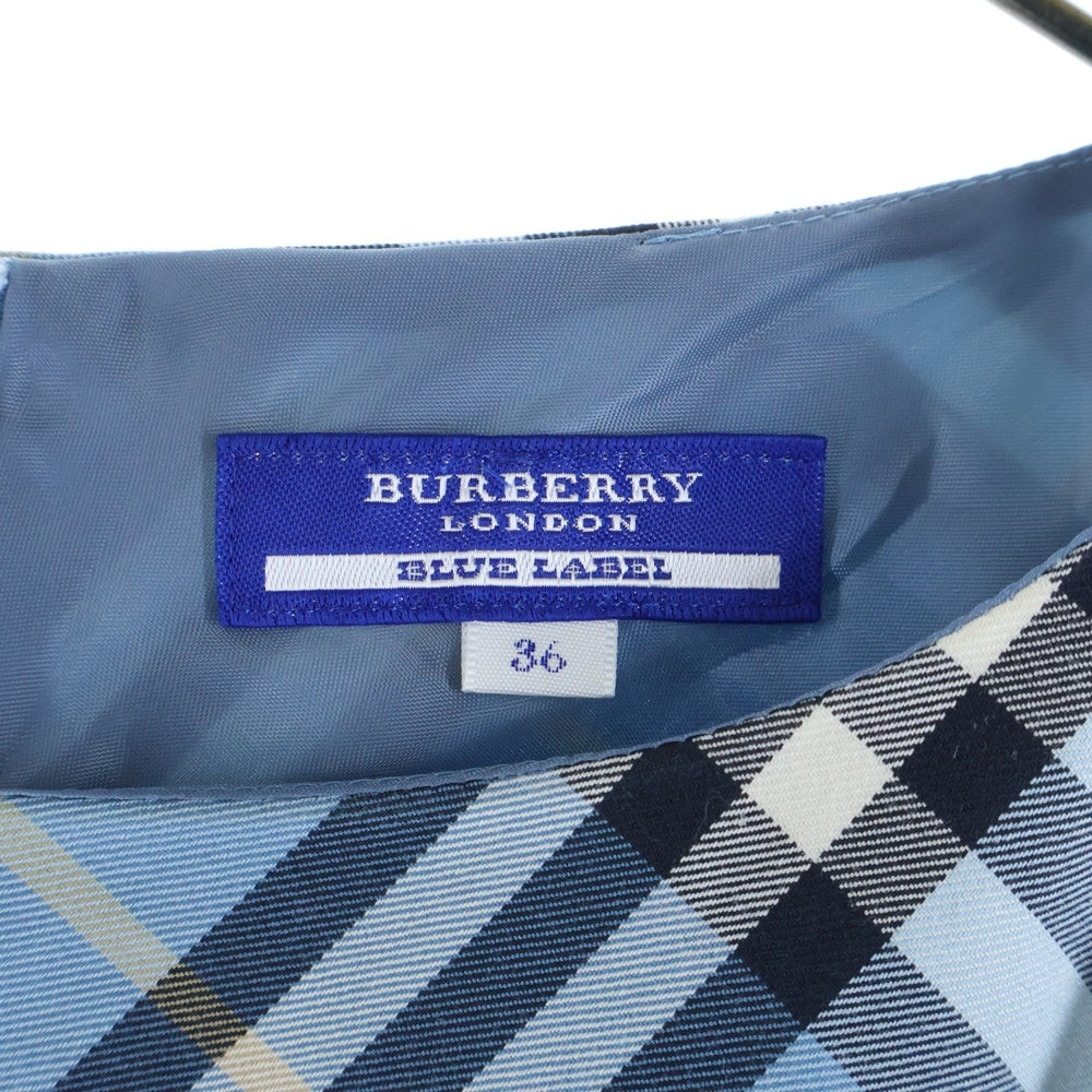 BURBERRY BLUE LABEL(バーバリーブルーレーベル) ウールチェックワンピース FM531-234 ブルー レディース