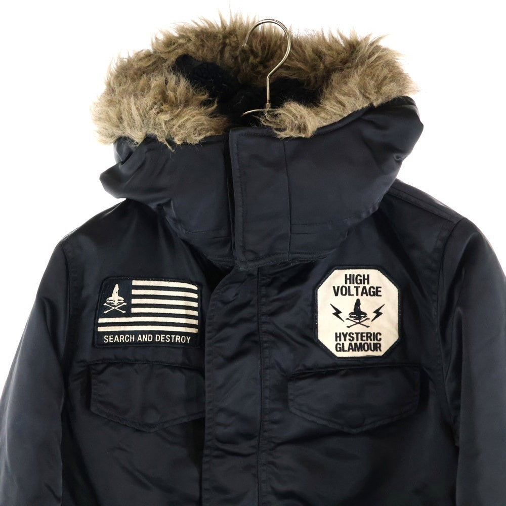 HYSTERIC GLAMOUR(ヒステリックグラマー) N3Bタイプ ファー付きフライトジャケット 0204AC01 ブラック