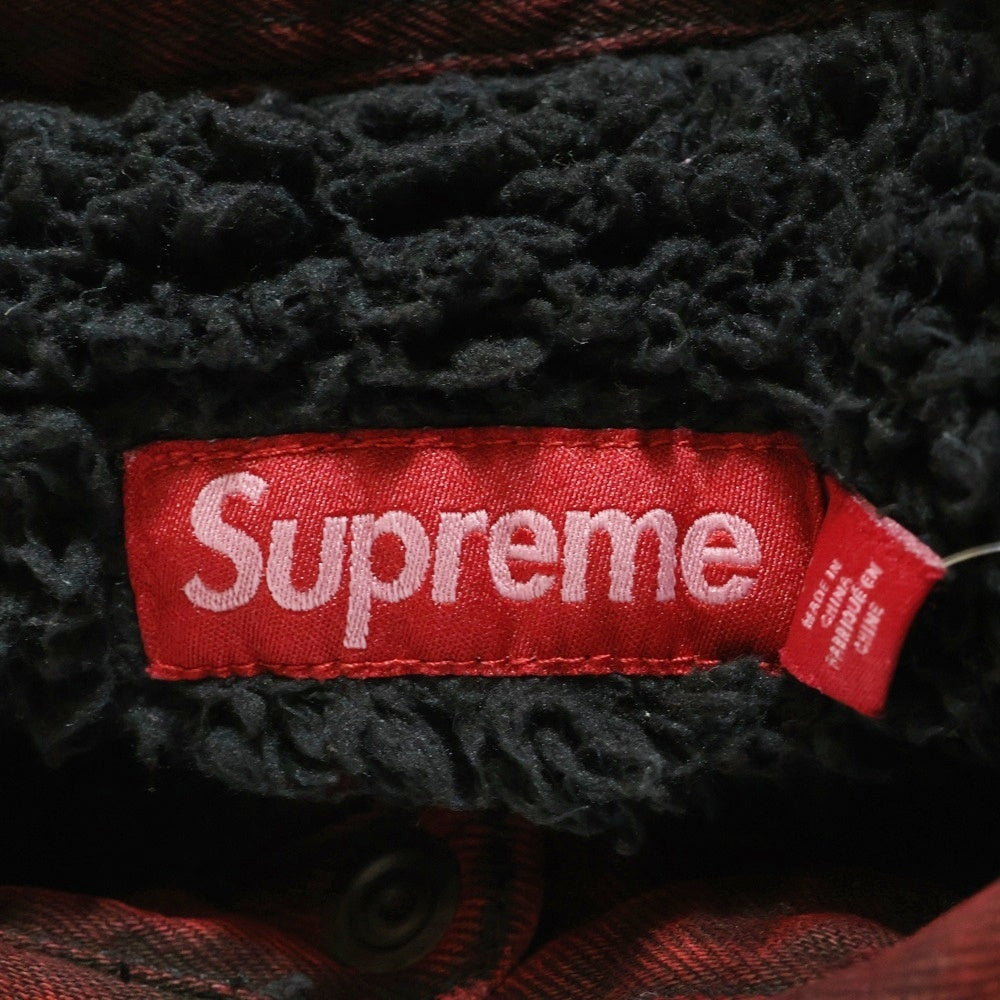 SUPREME(シュプリーム) 24AW Faux Shearling Lined Work Shirt フェイクシアリング ロゴエンブロイダリー ワークジャケット レッド