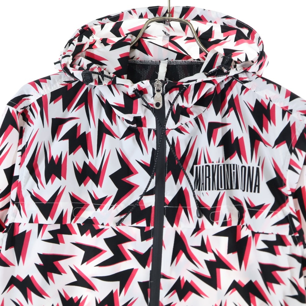 MARK&LONA(マークアンドロナ) 18SS フロントロゴ 総柄 ジップアップジャケット フーディ ピンク/ホワイト/ブラック ML-18S-D10