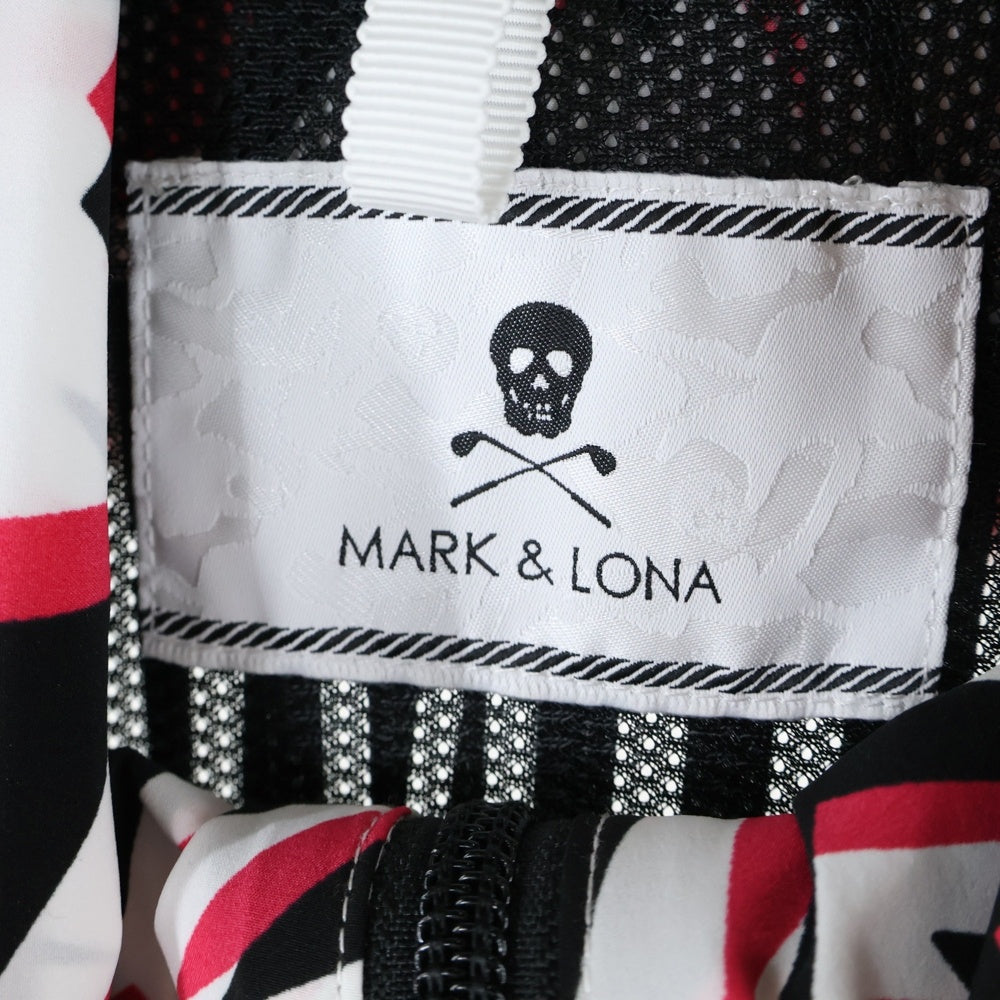 MARK&LONA(マークアンドロナ) 18SS フロントロゴ 総柄 ジップアップジャケット フーディ ピンク/ホワイト/ブラック ML-18S-D10