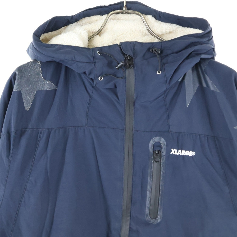 X-LARGE(エクストララージ) 裏地ボア ジップアップジャケット フーディ ネイビー 0133506