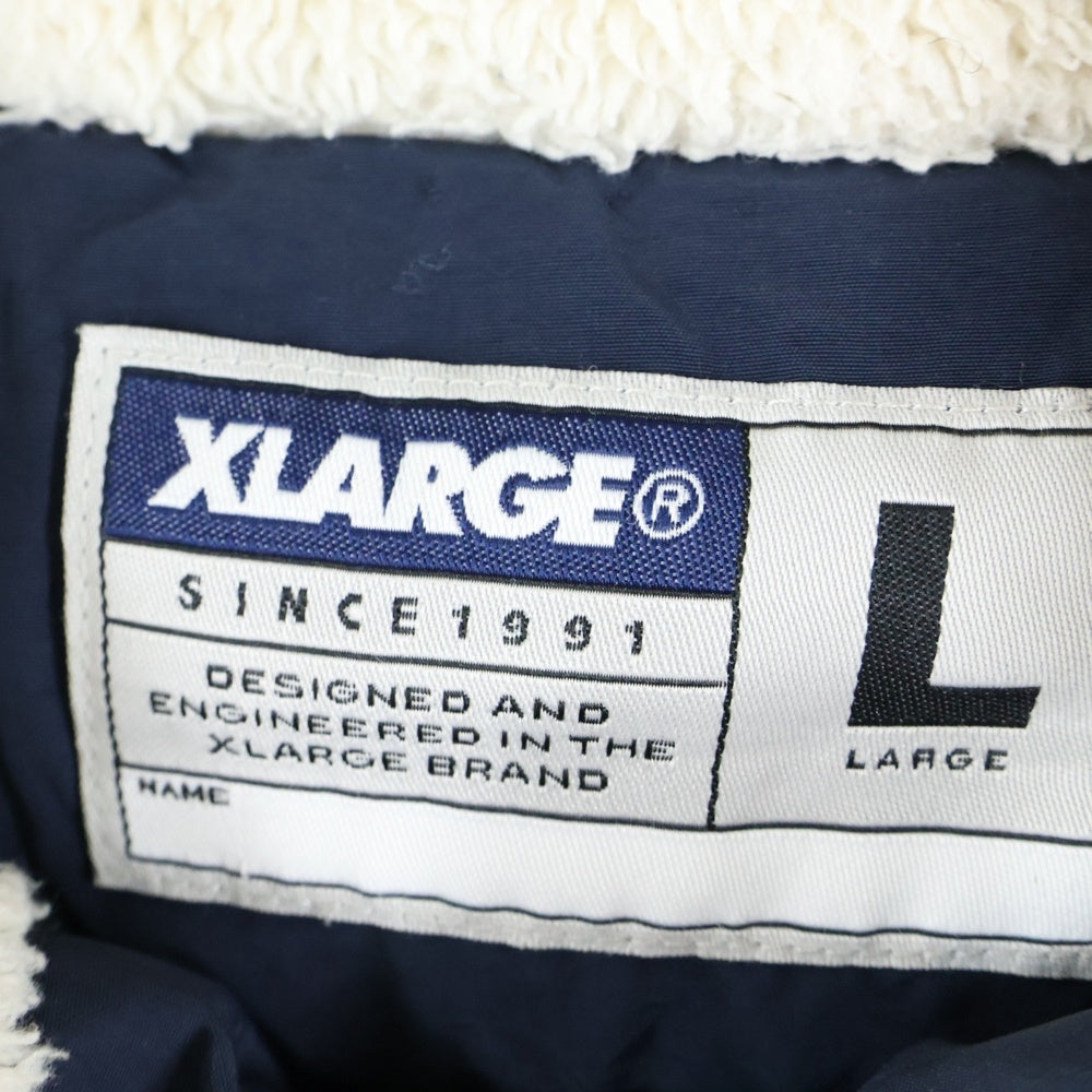 X-LARGE(エクストララージ) 裏地ボア ジップアップジャケット フーディ ネイビー 0133506