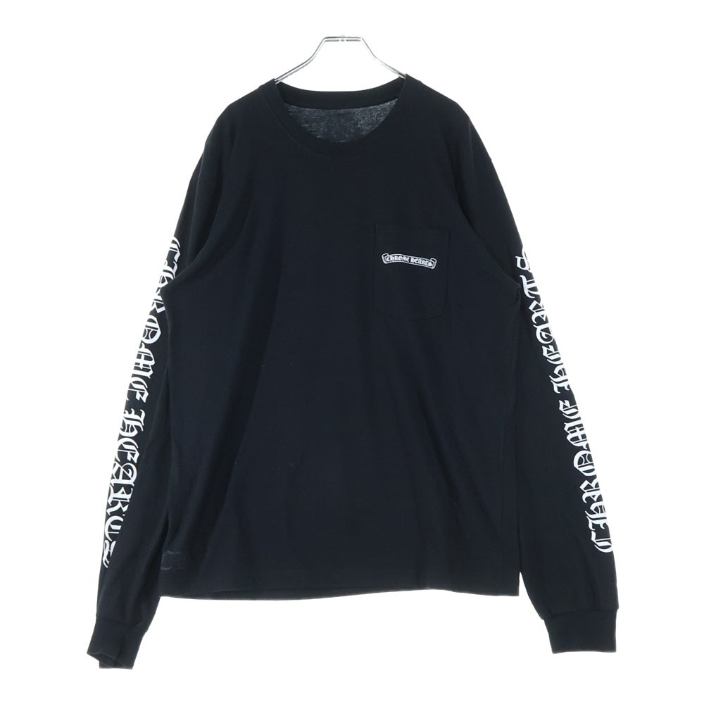 CHROME HEARTS(クロムハーツ) CH SCROLL LABEL スクロールラベル アームプリント クルーネック長袖Tシャツカットソー ロングスリーブ ロンT ブラック
