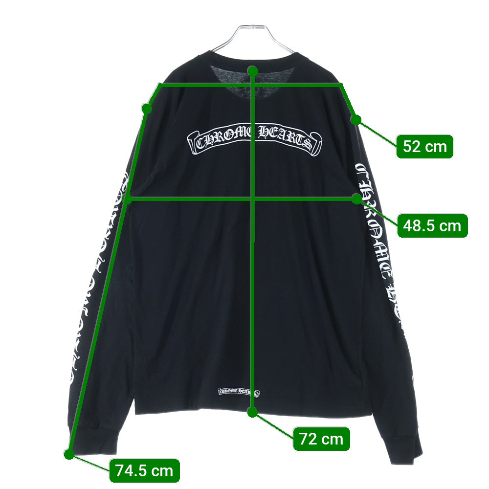 CHROME HEARTS(クロムハーツ) CH SCROLL LABEL スクロールラベル アームプリント クルーネック長袖Tシャツカットソー ロングスリーブ ロンT ブラック