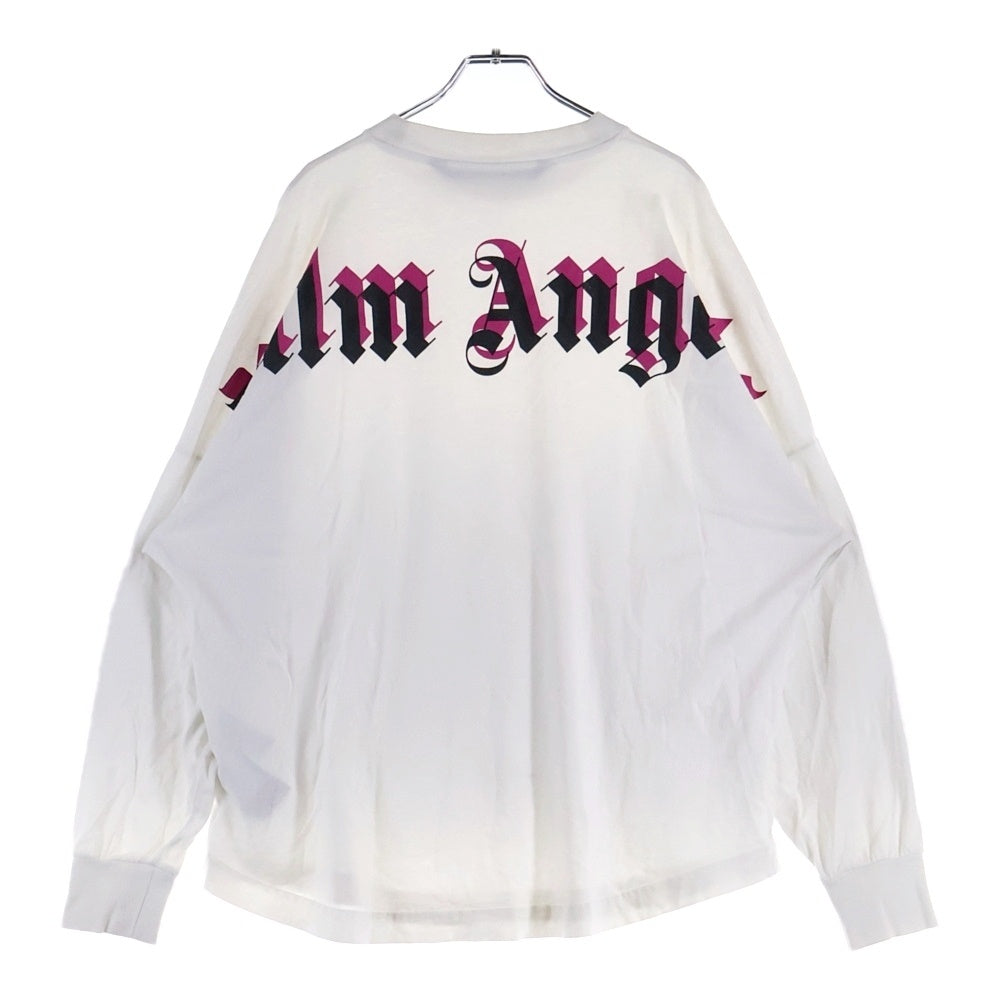 Palm Angels(パームエンジェルス) 21SS CLASSIC LOGO OVER L/S TEE PMAB001S21JER001 クラシックロゴ ネックロゴ クルーネック長袖Tシャツカットソーロングスリーブ ロンT ホワイト