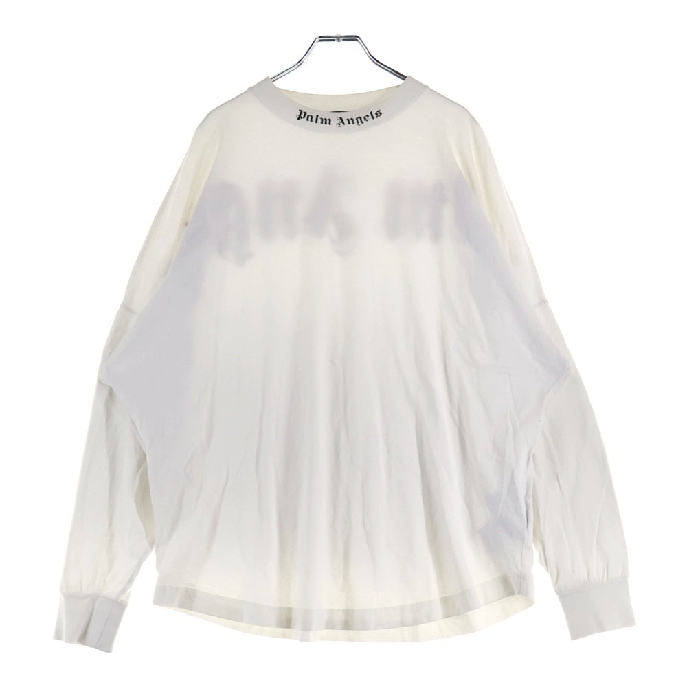 Palm Angels(パームエンジェルス) 21SS CLASSIC LOGO OVER L/S TEE PMAB001S21JER001 クラシックロゴ ネックロゴ クルーネック長袖Tシャツカットソーロングスリーブ ロンT ホワイト