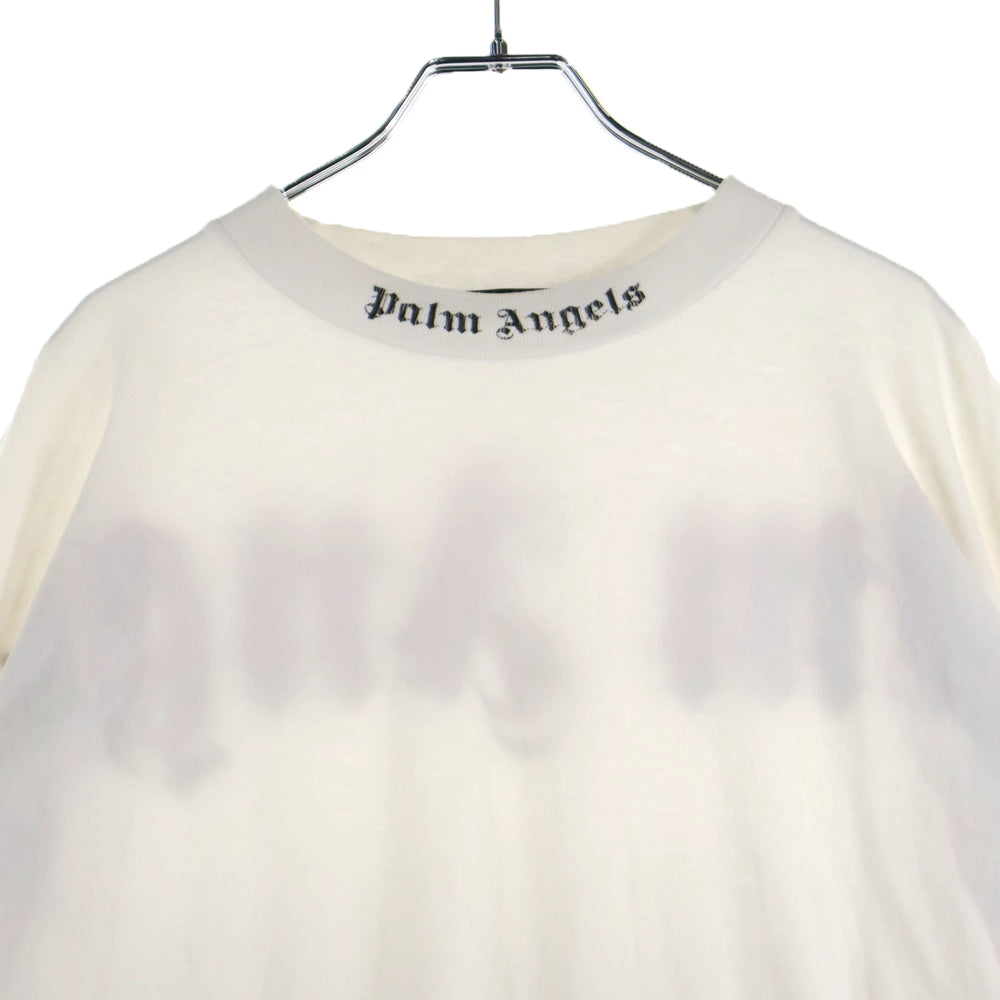 Palm Angels(パームエンジェルス) 21SS CLASSIC LOGO OVER L/S TEE PMAB001S21JER001 クラシックロゴ ネックロゴ クルーネック長袖Tシャツカットソーロングスリーブ ロンT ホワイト