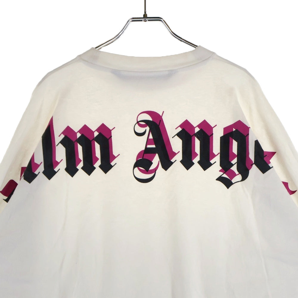 Palm Angels(パームエンジェルス) 21SS CLASSIC LOGO OVER L/S TEE PMAB001S21JER001 クラシックロゴ ネックロゴ クルーネック長袖Tシャツカットソーロングスリーブ ロンT ホワイト