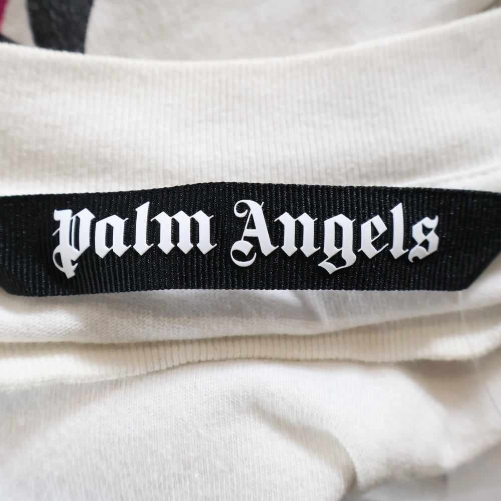 Palm Angels(パームエンジェルス) 21SS CLASSIC LOGO OVER L/S TEE PMAB001S21JER001 クラシックロゴ ネックロゴ クルーネック長袖Tシャツカットソーロングスリーブ ロンT ホワイト