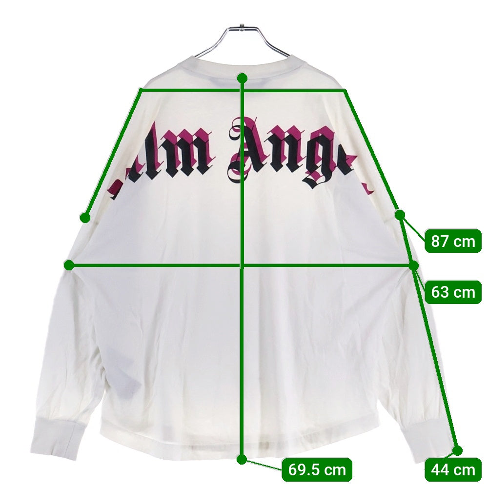 Palm Angels(パームエンジェルス) 21SS CLASSIC LOGO OVER L/S TEE PMAB001S21JER001 クラシックロゴ ネックロゴ クルーネック長袖Tシャツカットソーロングスリーブ ロンT ホワイト