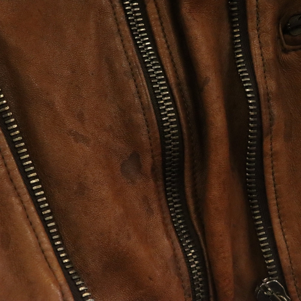 GIORGIO BRATO(ジョルジオブラット) ファー付きジップアップ ラムレザージャケット ブラウン 962968