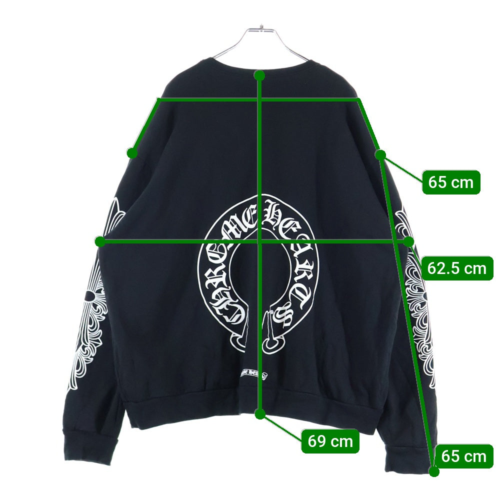 CHROME HEARTS(クロムハーツ) SWTSHRT PLVR バックホースシュー袖フローラルプリントスウェットトレーナー ブラック
