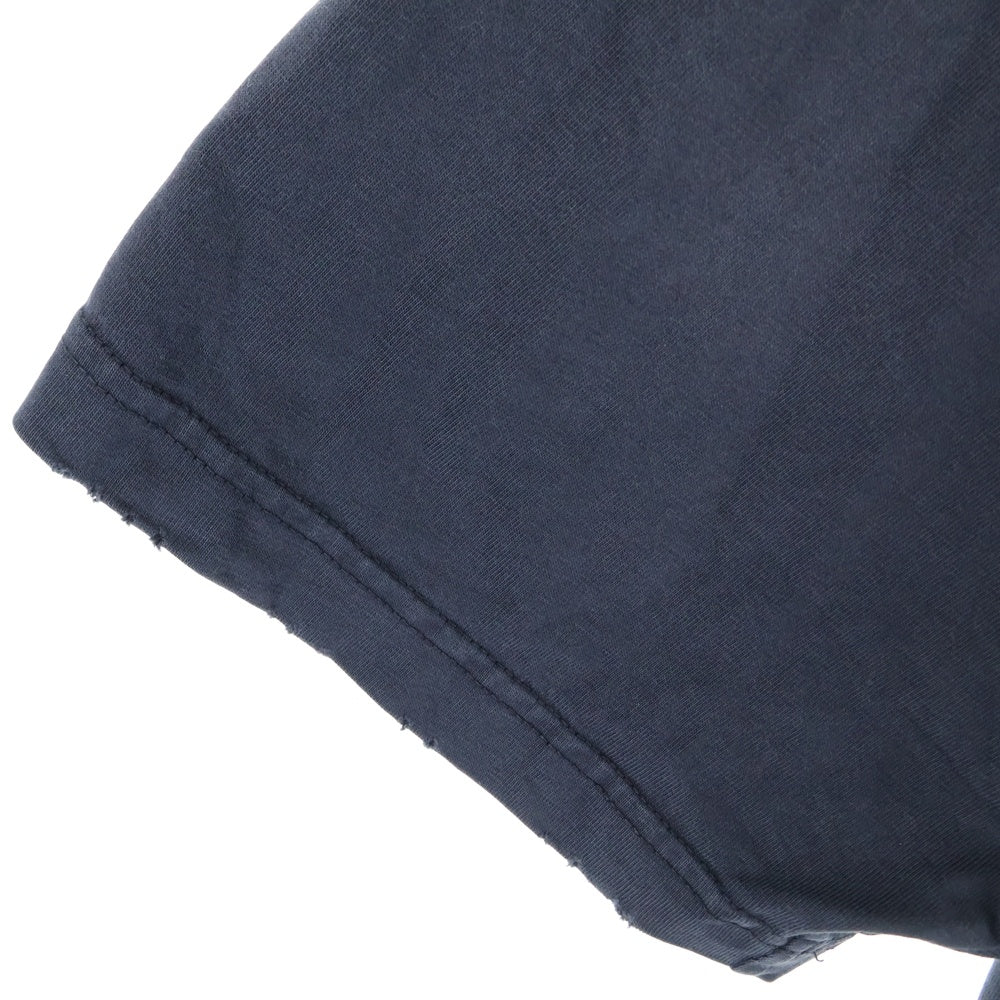 BALENCIAGA(バレンシアガ) 23SS TAPE TYPE MEDIUM FIT TEE デストロイ加工 テープロゴミディアムフィット半袖Tシャツ 半袖クルーネックカットソー ブラック 739784 TOVA9